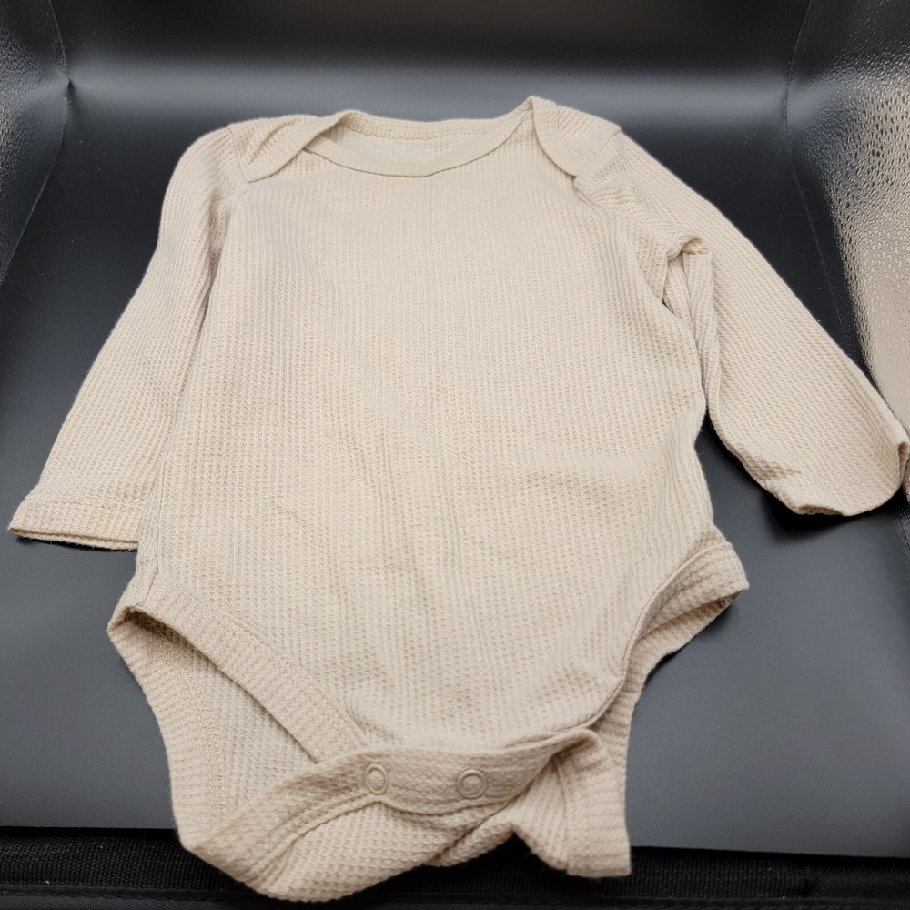 Kyle & Deena Waffle Weave Long Sleeve Bodysuit - Light Brown Size 6-9M